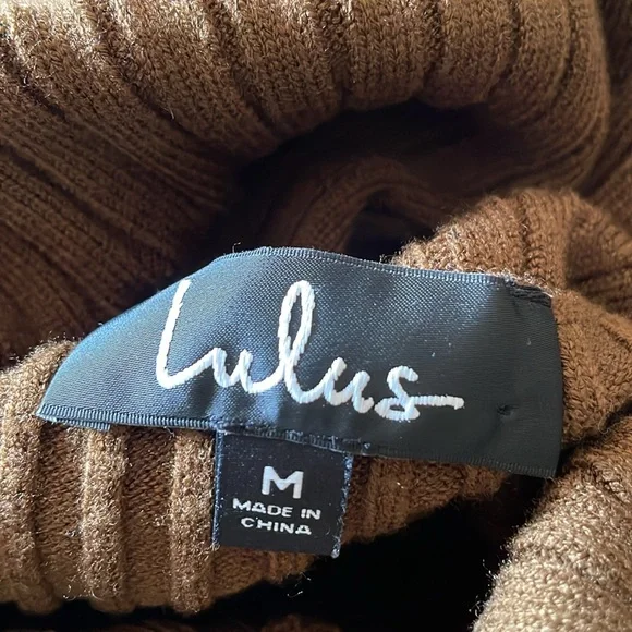 Lulu's Off-the-Shoulder Ribbed Sweater in Brown - Picture 6 of 7